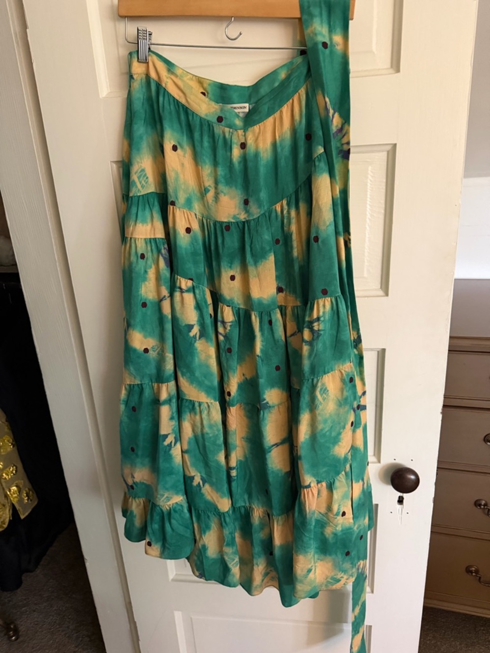 Ulla Johnson Teal and Yellow Tie-Dye Maxi Skirt